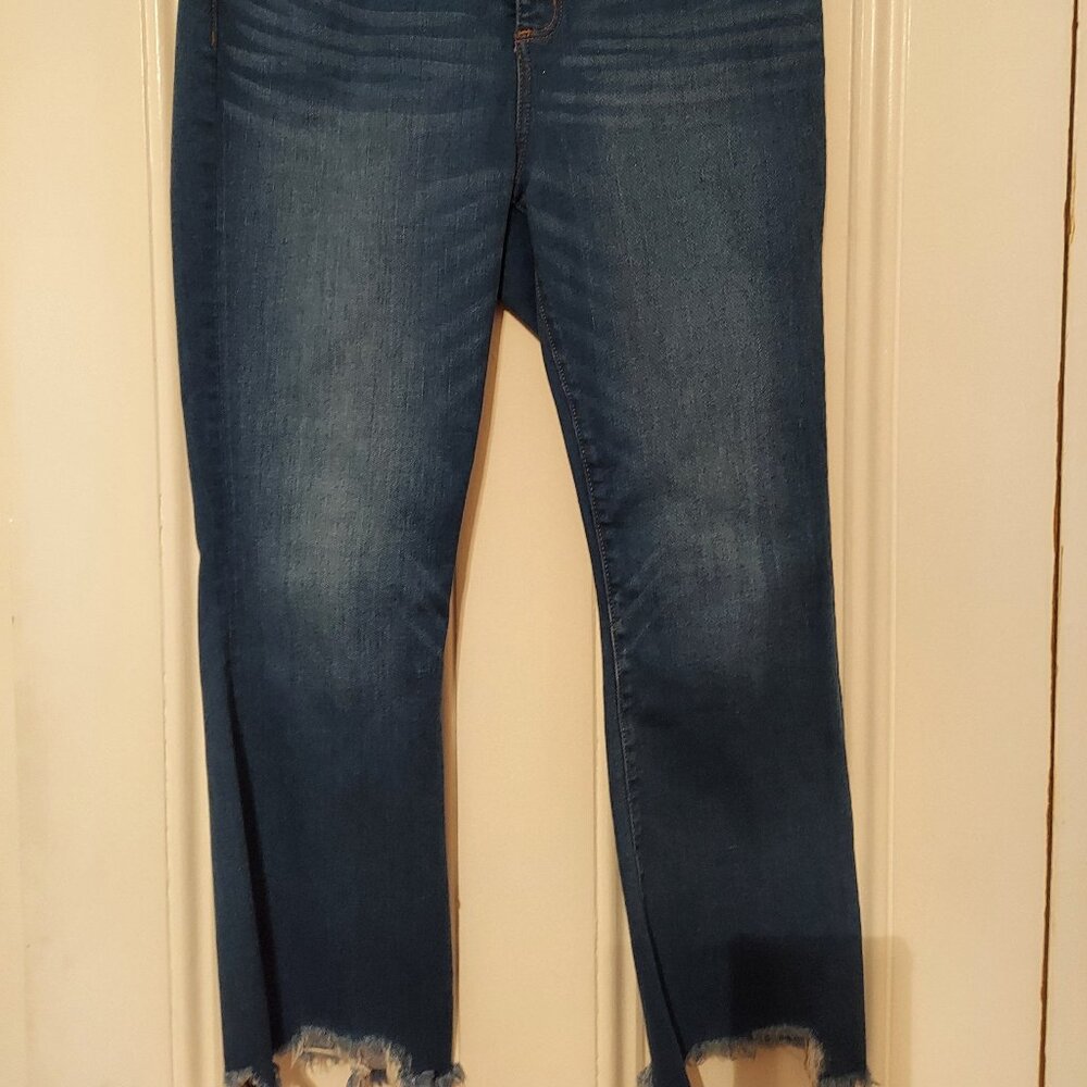 NWT LOFT Denim High Waist Kick Crop Button Front Jeans size 10 Curvy